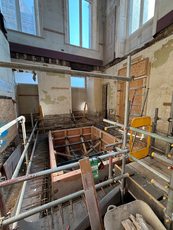 Lift pit in progress