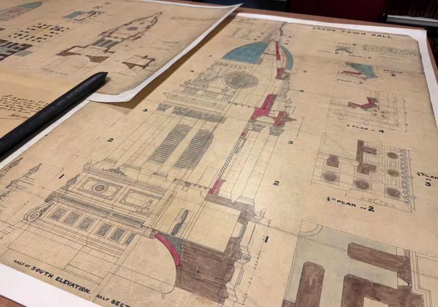 Original plans for the Leeds Town Hall clock tower