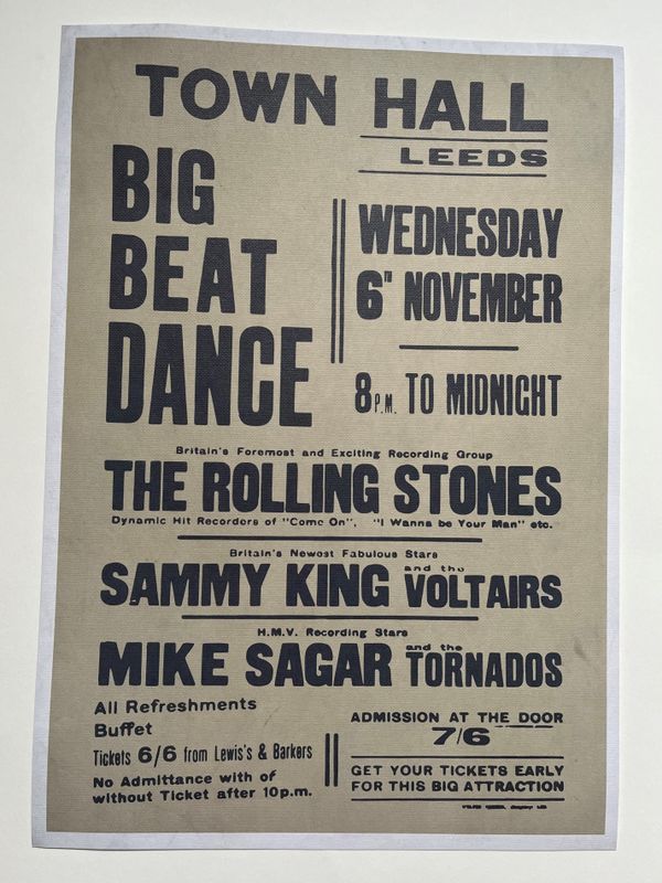 The Rolling Stones at Leeds Town Hall poster