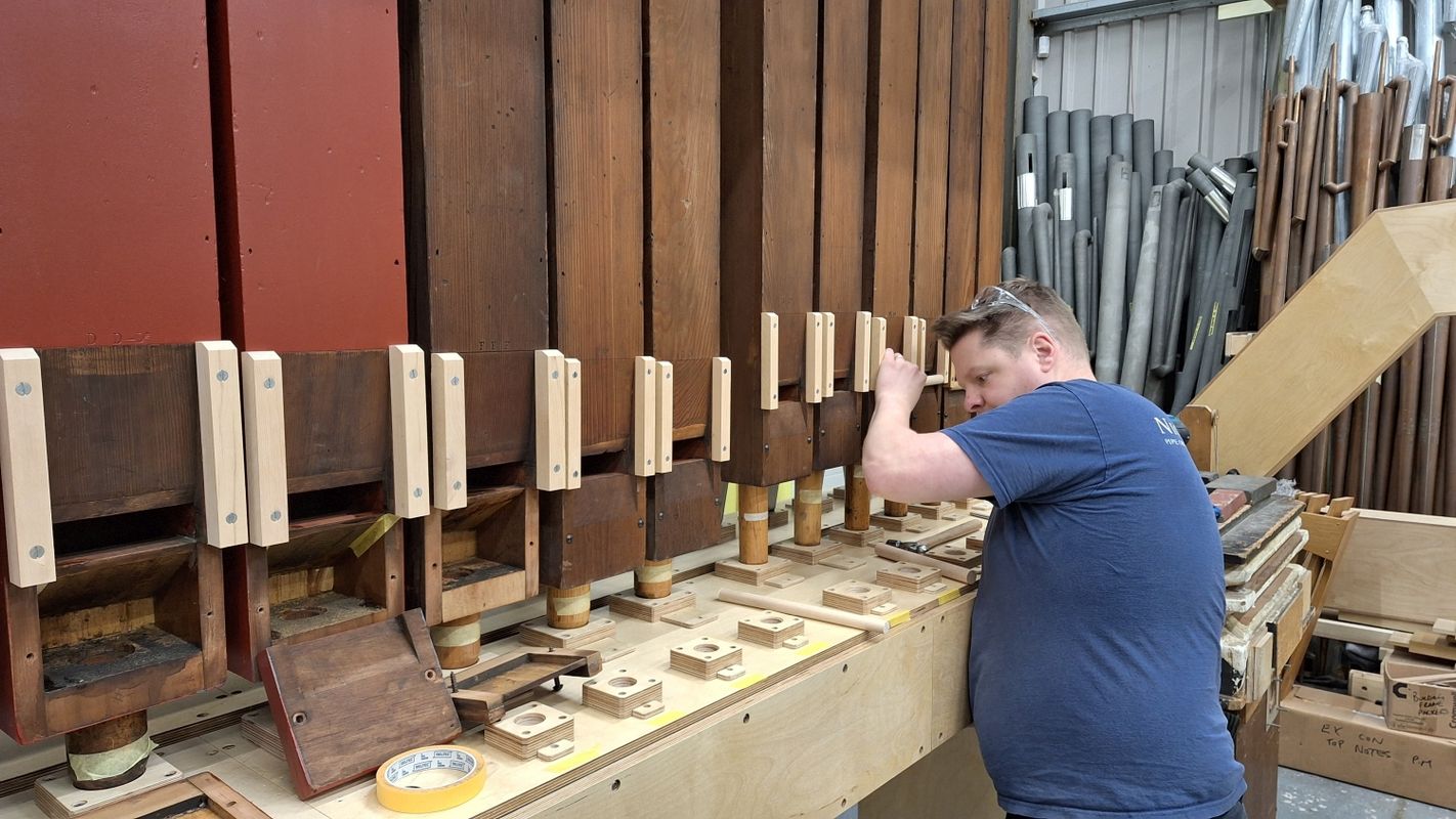 Nicholson & Co working on the Leeds Town Hall organ