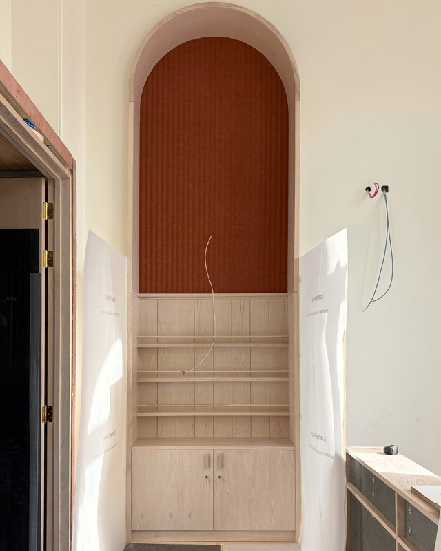 New leaflet storage rack and acoustic panelling